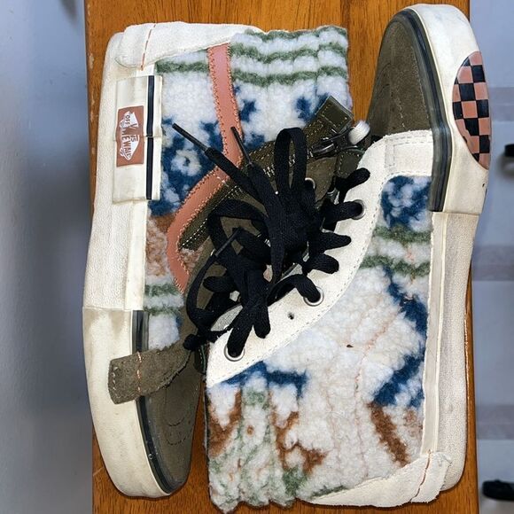 VANS SK8 HI REISSUE CAP MIXED TEXTILE ZIPPER FUR INDIAN WHITE SIZE 5/6.5 - Picture 10 of 11